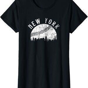 Black New York Baseball Graphic T-Shirt